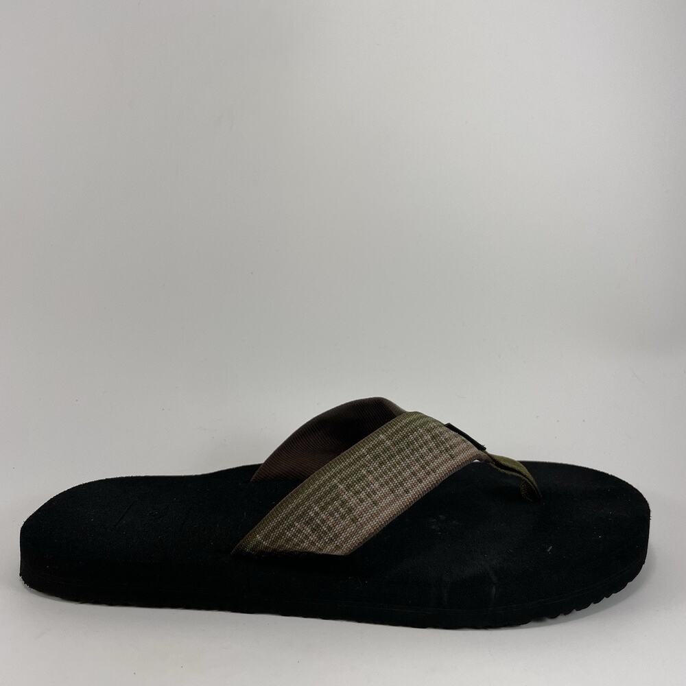 Teva Voya Canvas Flip Flops Mens Size 7 Olive Green Brown Sandals Pool Comfort